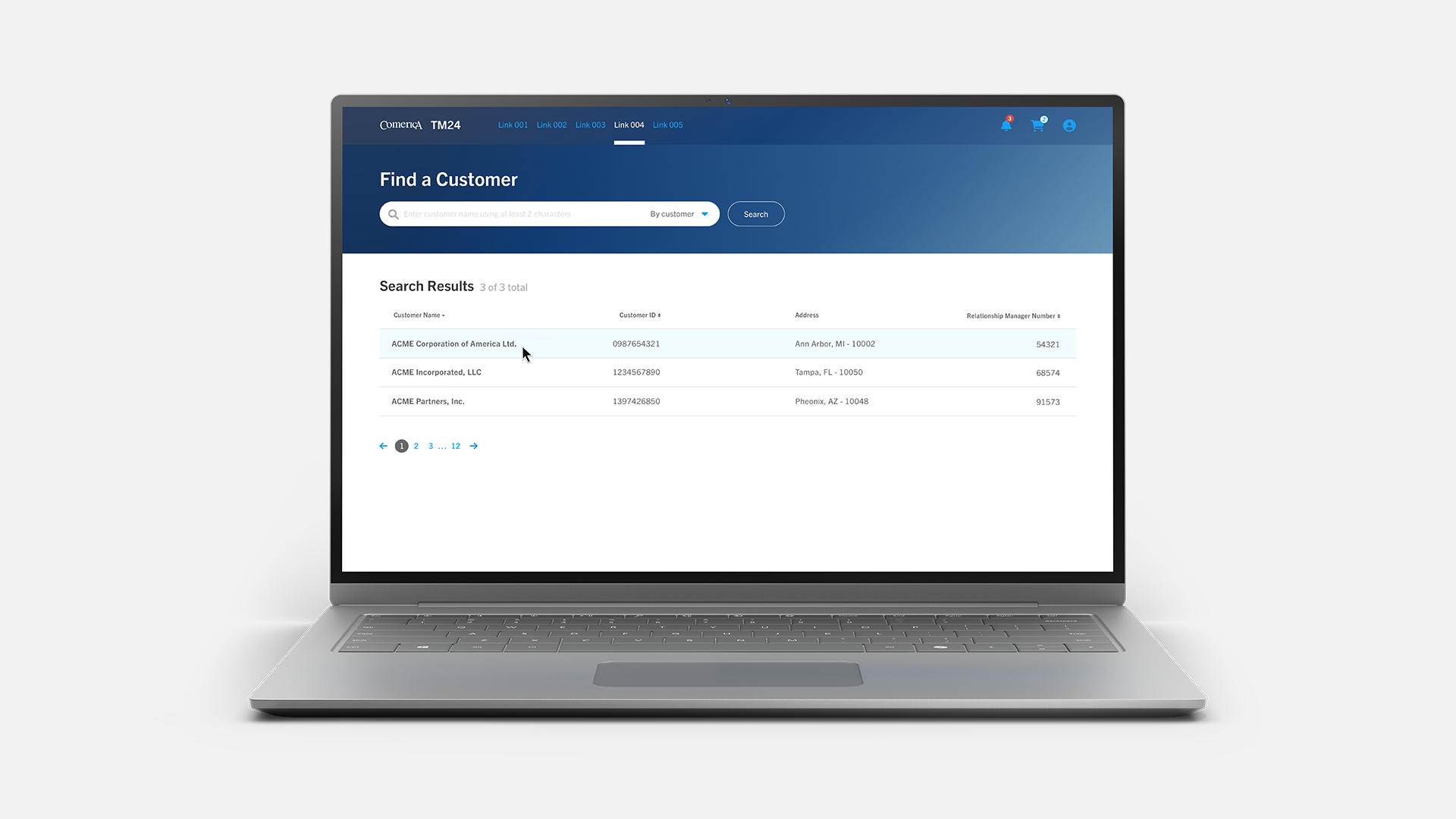 Comerica Bank TME Portal on a laptop