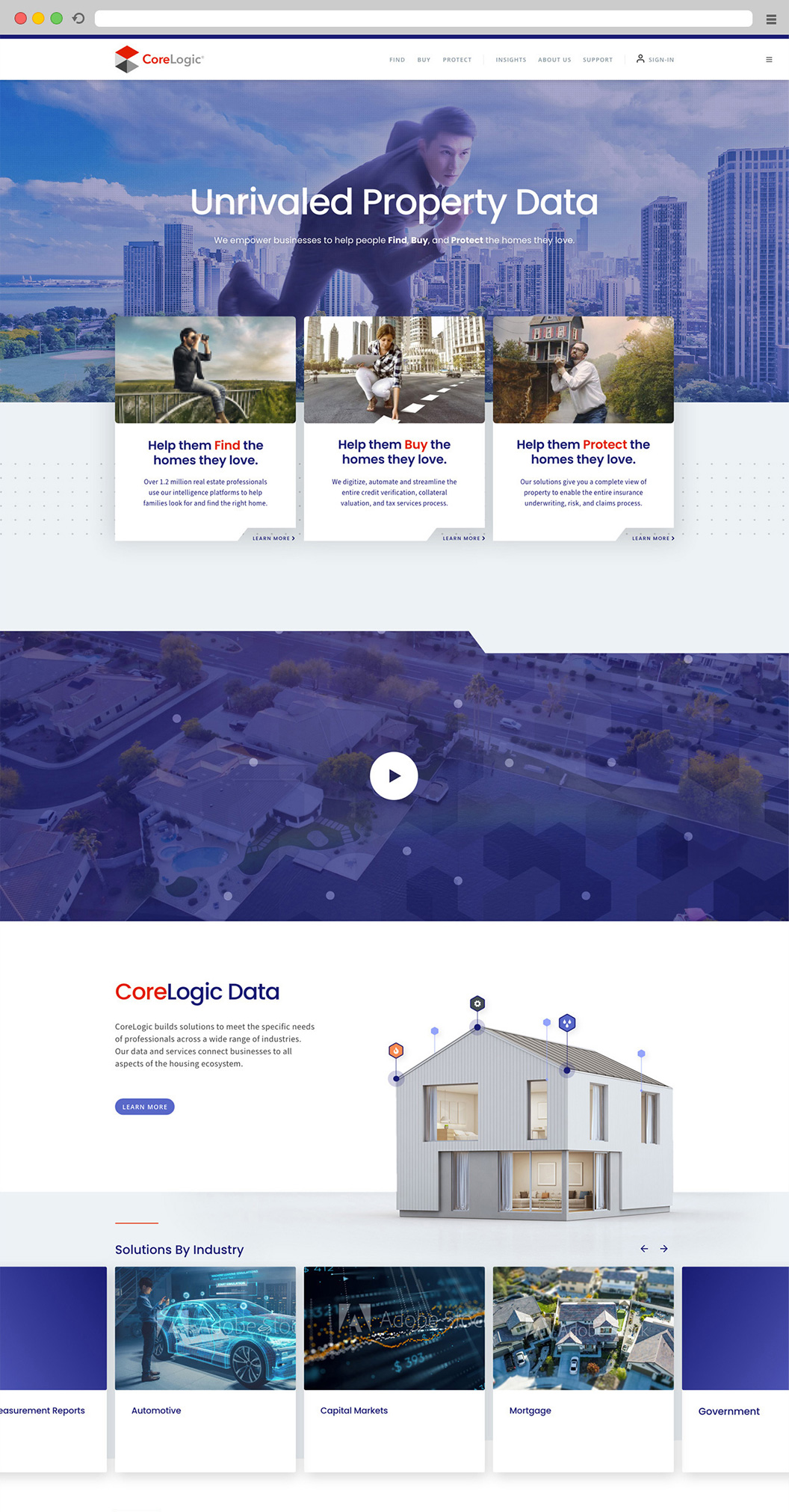 A high-fidelity landing page design mock-up for CoreLogic 2021