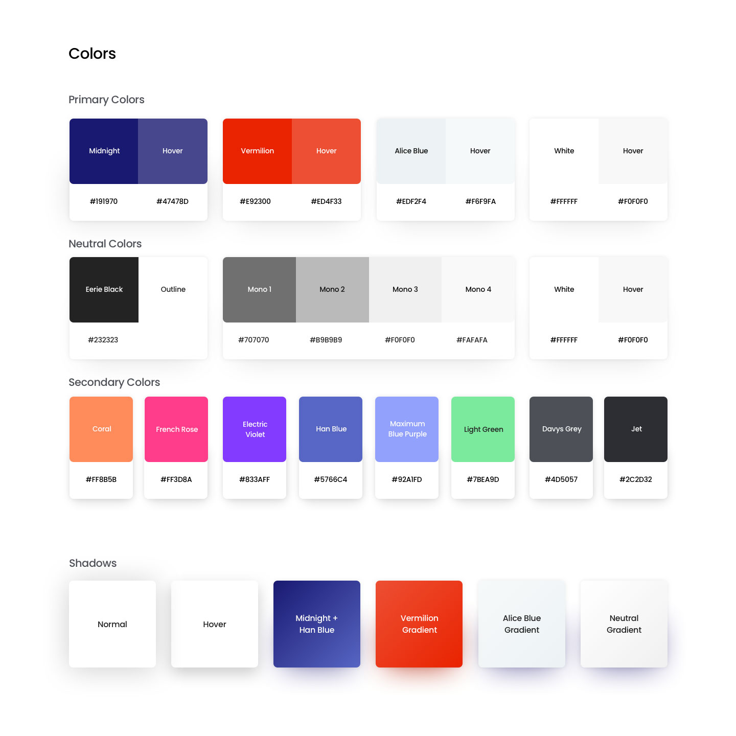 Color palette sheet for CoreLogic