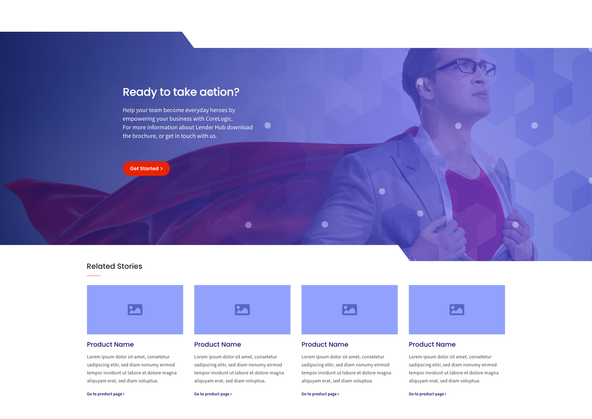 Corelogic content marketing page layout and design for call-to-action