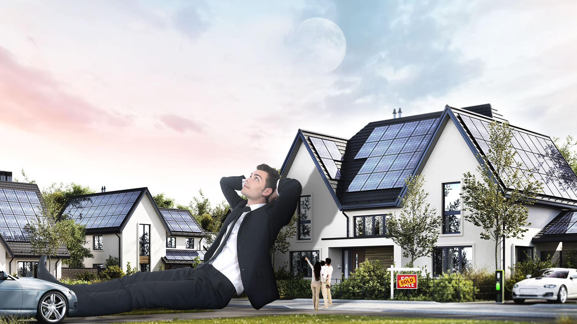 A giant agent relaxing on a new home for sale.jpg