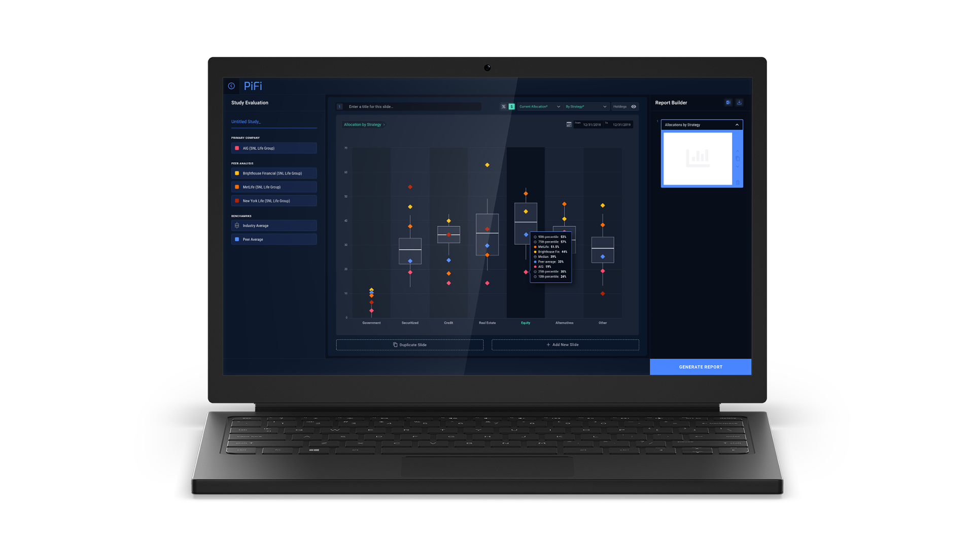 PiFi application screen on a black laptop